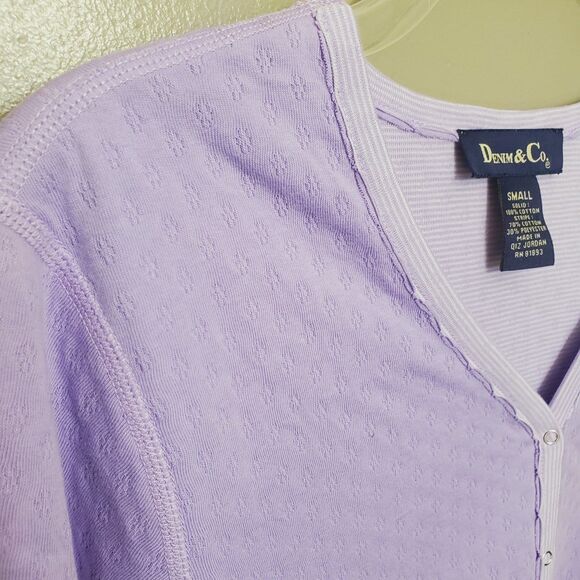 Denim & Co Top Womens Size Small Lilac Snap Button Long Sleeve Stretch QVC - Picture 4 of 9
